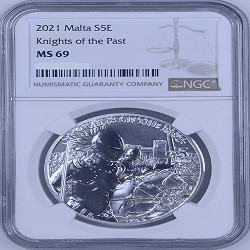 2021 Malta Knights of the Past 1oz Silver BU Coin NGC MS 69 - GRReserve.com